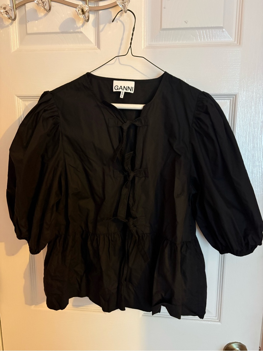 Ganni Black Peplum Blouse